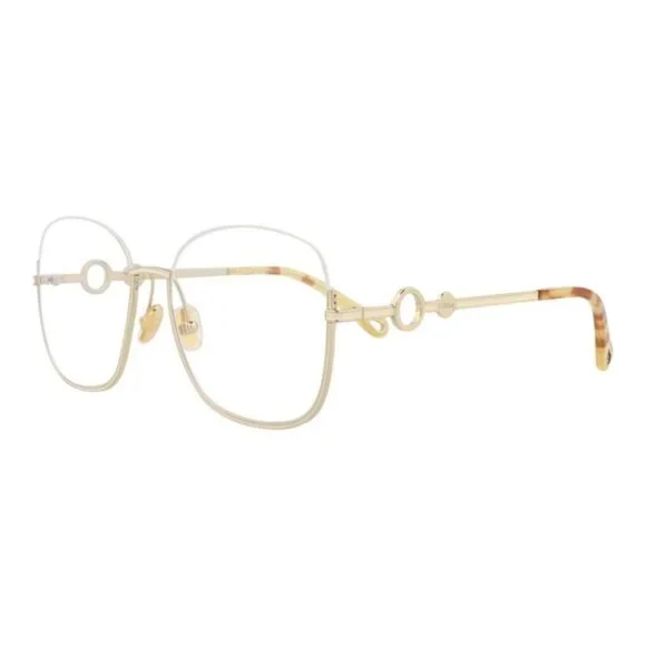 Chloé Womens Square/Rectangle Gold Gold Transparent Fashion Designer Eyewear
